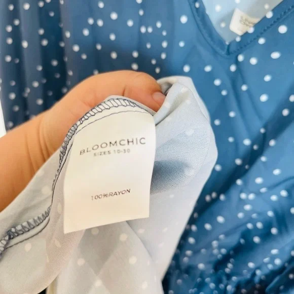 NWT Bloomchic midi blue and white polka dot dress - Picture 8 of 8